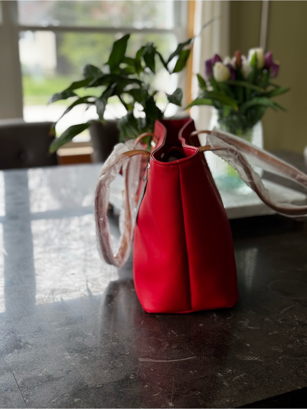 Nautica Red Tote with Tan Handles - Picture 4 of 9